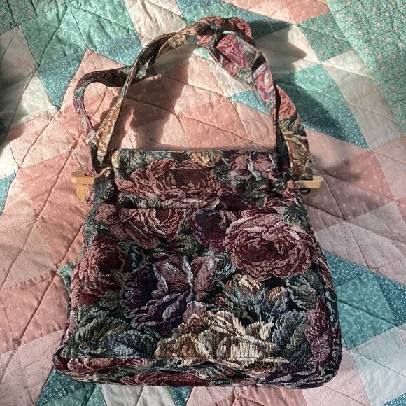 Vintage Tilley Endurables P5 Purse Womens Floral Tapestry Pick Pocket Proof Bag - Picture 10 of 13